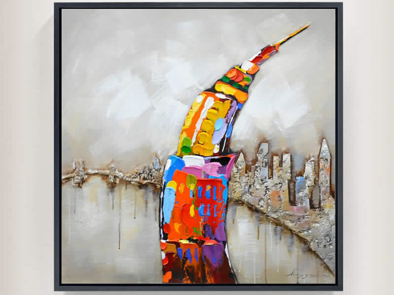 Eiffel Tower Empire State Building Oil Painting