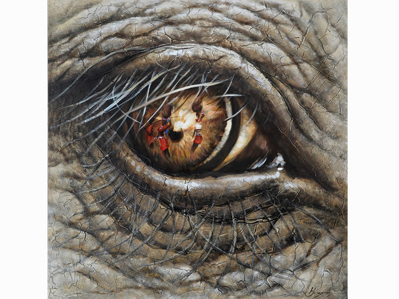 Elephant Eye Wall Art Wildlife Oil Painting