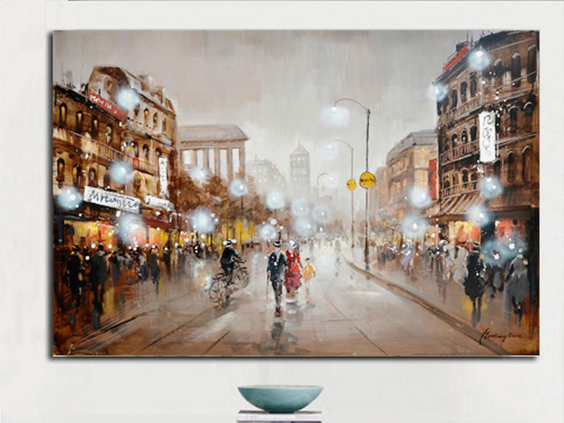 Hustle and Bustle European Street Canvas Print