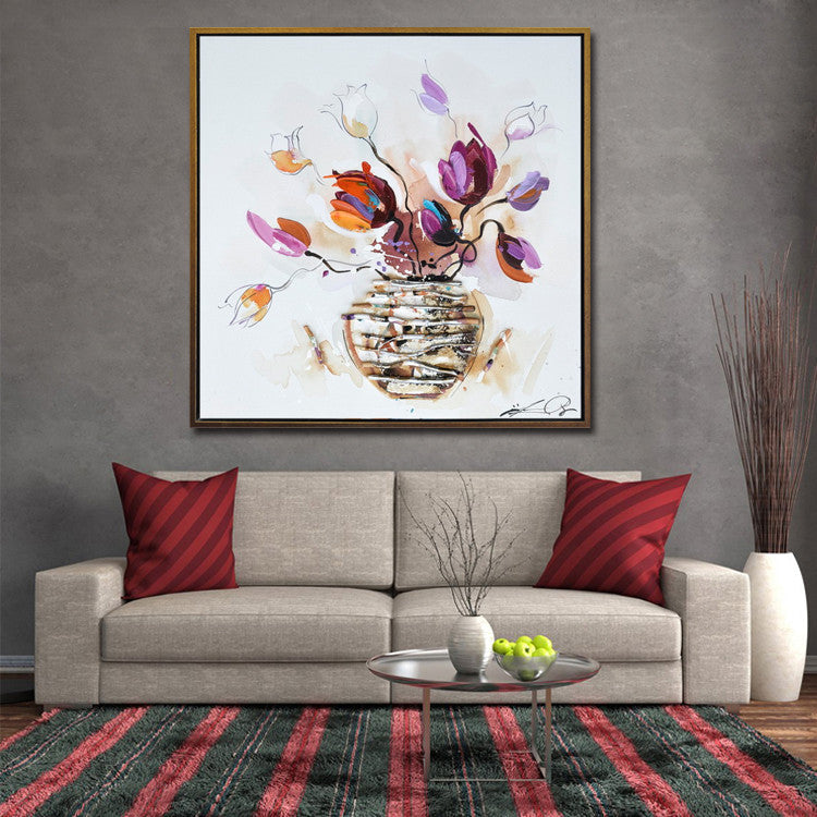 Lavish Flowers In Vase Oil Painting