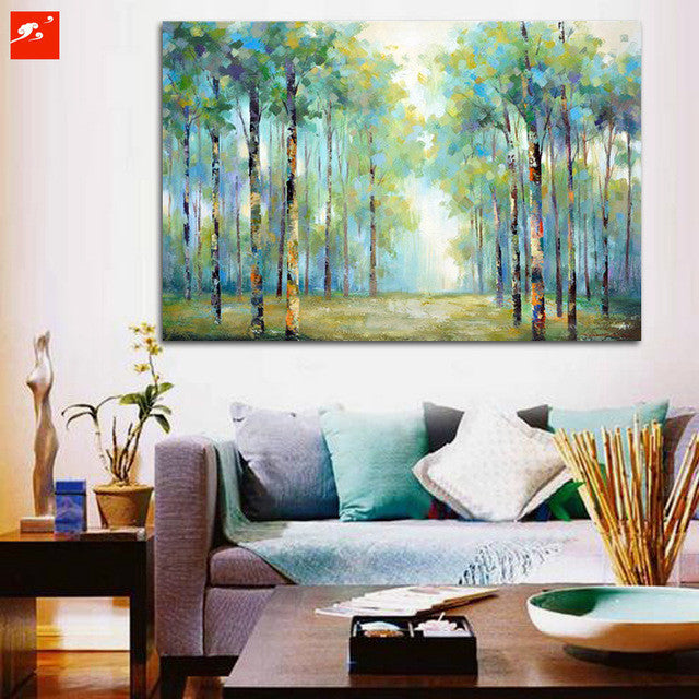 Luxe Birch Wall Art Forest Oil Painting