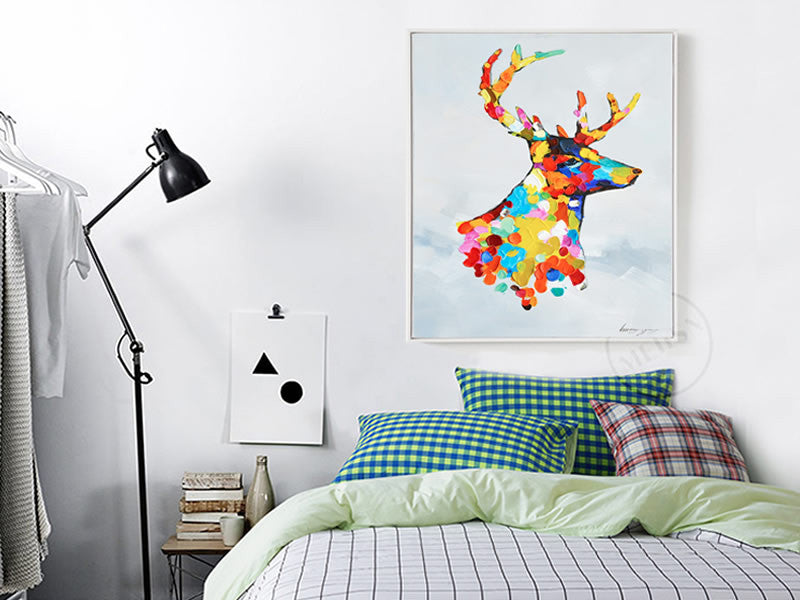 Pop Art Elk Colourful Moose Canvas Print