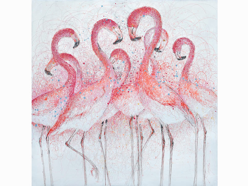 Red Flamingo Wall Art Detailed Handmade Oil Painting