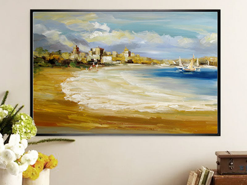 Seaside Wall Art Abstract downtown Oil Painting