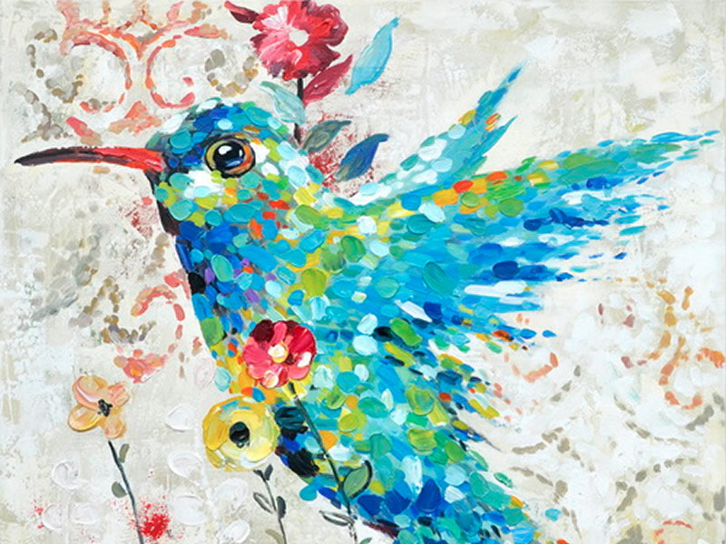 Confetti Bird Wall Art Humming Bird Oil Painting