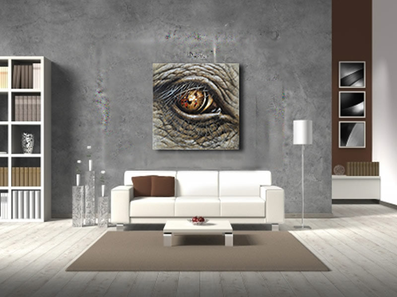 Elephant Eye Wall Art Wildlife Oil Painting