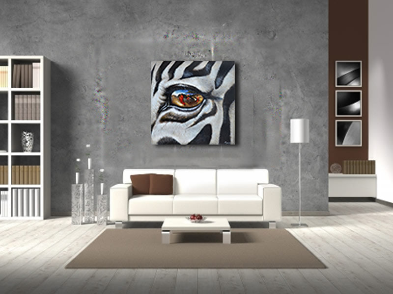 Zebra Eye Wall Art Wildlife Oil Painting