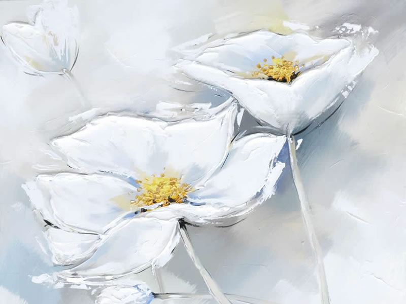 White Flower Handmade Oil Painting On Canvas