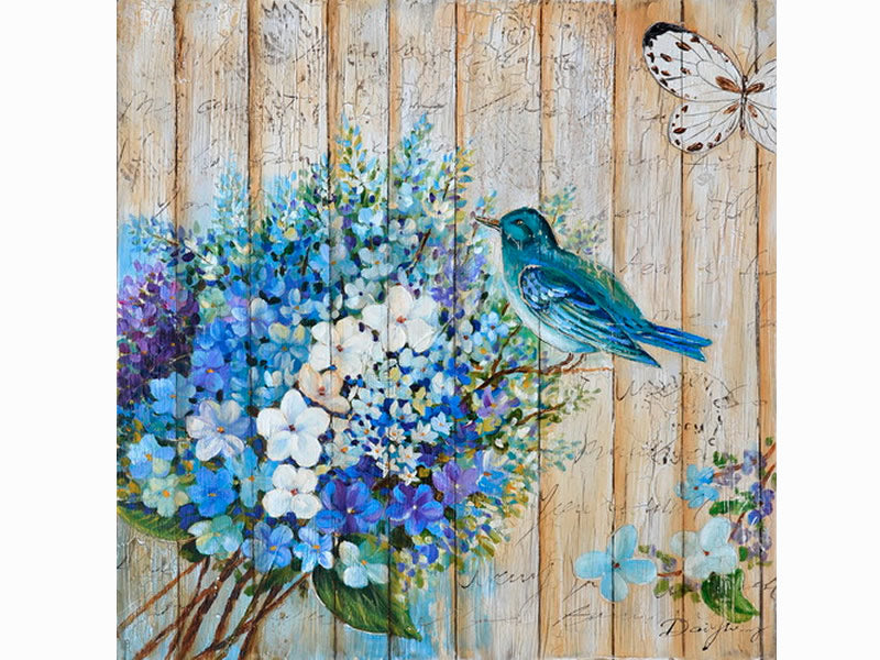 Bouquet Wall Art Flowers Bird Oil Painting