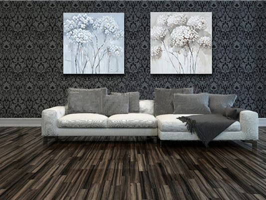 Trees in Bloom Wall Art Neutral Tone Oil Painting