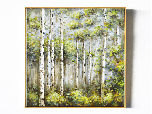 Luxe Birch Wall Art Forest Oil Painting